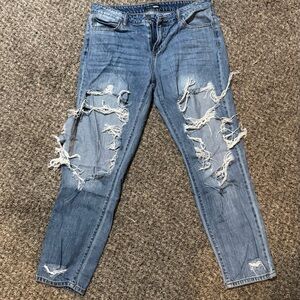 Fashion Nova Ripped Blue Skinny Jeans